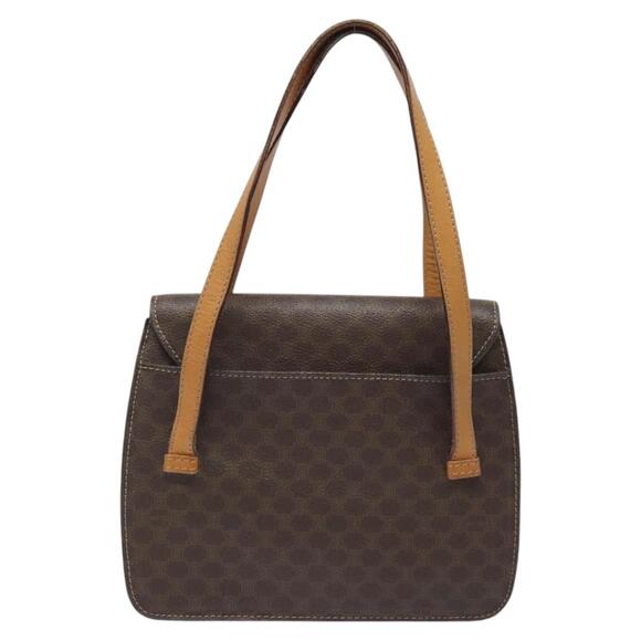 CELINE Macadam Canvas Shoulder Bag Pvc Leather Brown Gold - Picture 3 of 12